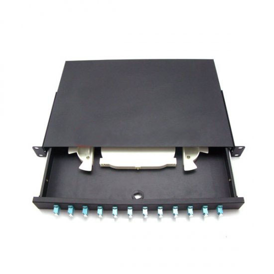 Fiber Optic Patch Panel,1U,Rackmount,12 Port Loaded LC Duplex-4596