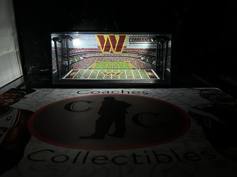 Washington Commanders Custom 2 Mini Helmet display case w/ LED lights
