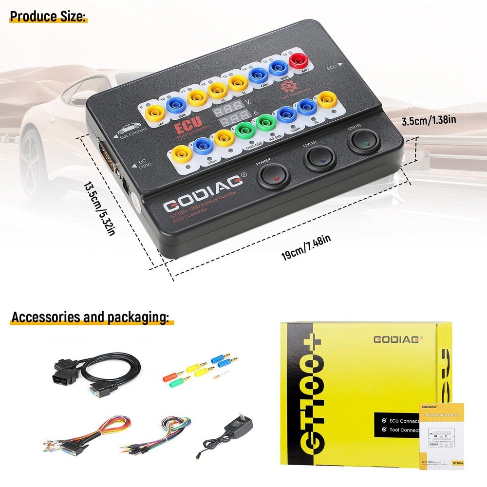 Godiag GT100+ OBDII Breakout Box, Advanced OBD and CAN Protocol Detector for ...