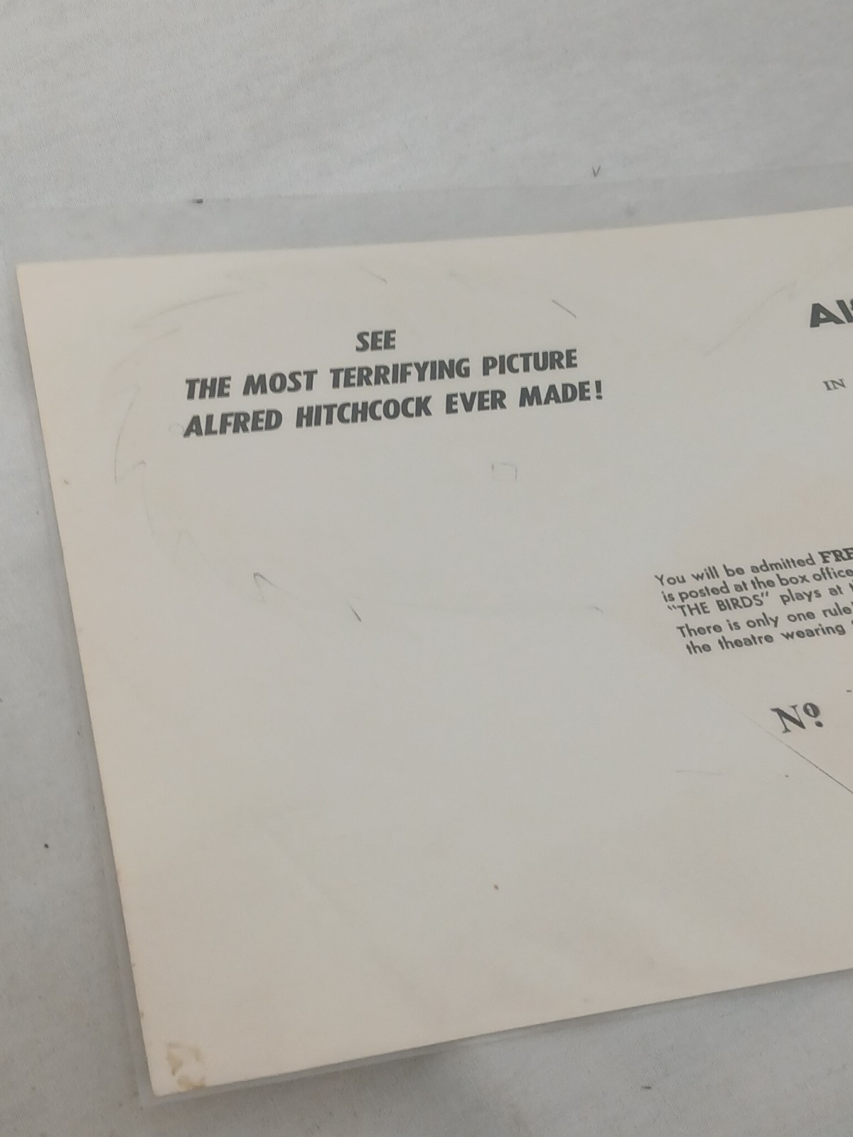 Vintage 1963 Alfred Hitchcock's THE BIRDS Movie Promotional Paper Mask NOS RARE