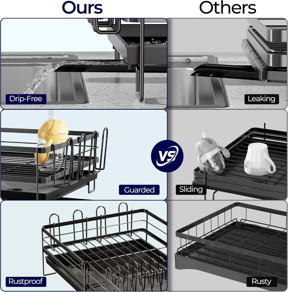 Large Dish Drying Rack Expandable Dish Rack Kitchen Counter Upgraded Dish