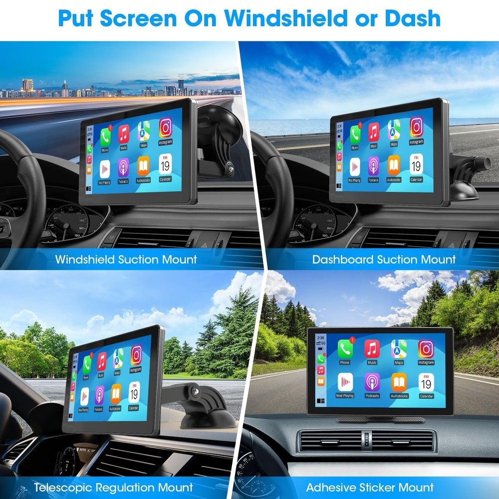 CarPlay Screen Portable Car Stereo - Wireless Android Auto Bluetooth Car Radi...