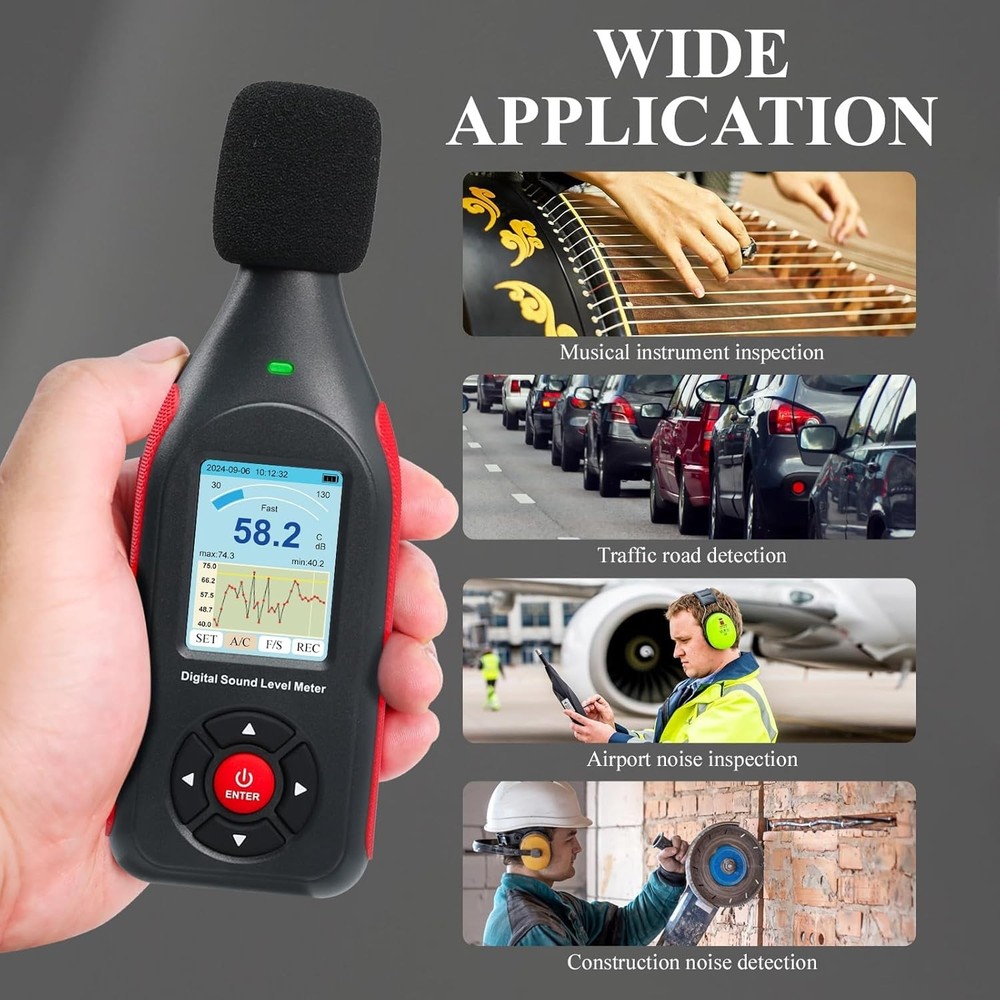 Digital Decibel Meter Data Logger 43K Records USB Export High Accuracy