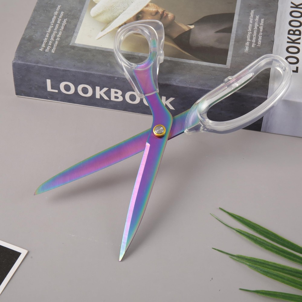 Acrylic Rainbow Scissors, 9” Ultra-Sharp Titanium Coated Blades and Sharp