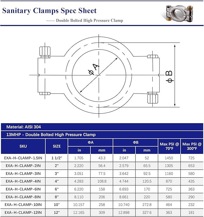 High Pressure Clamp Tri Clamp Fitting Connection