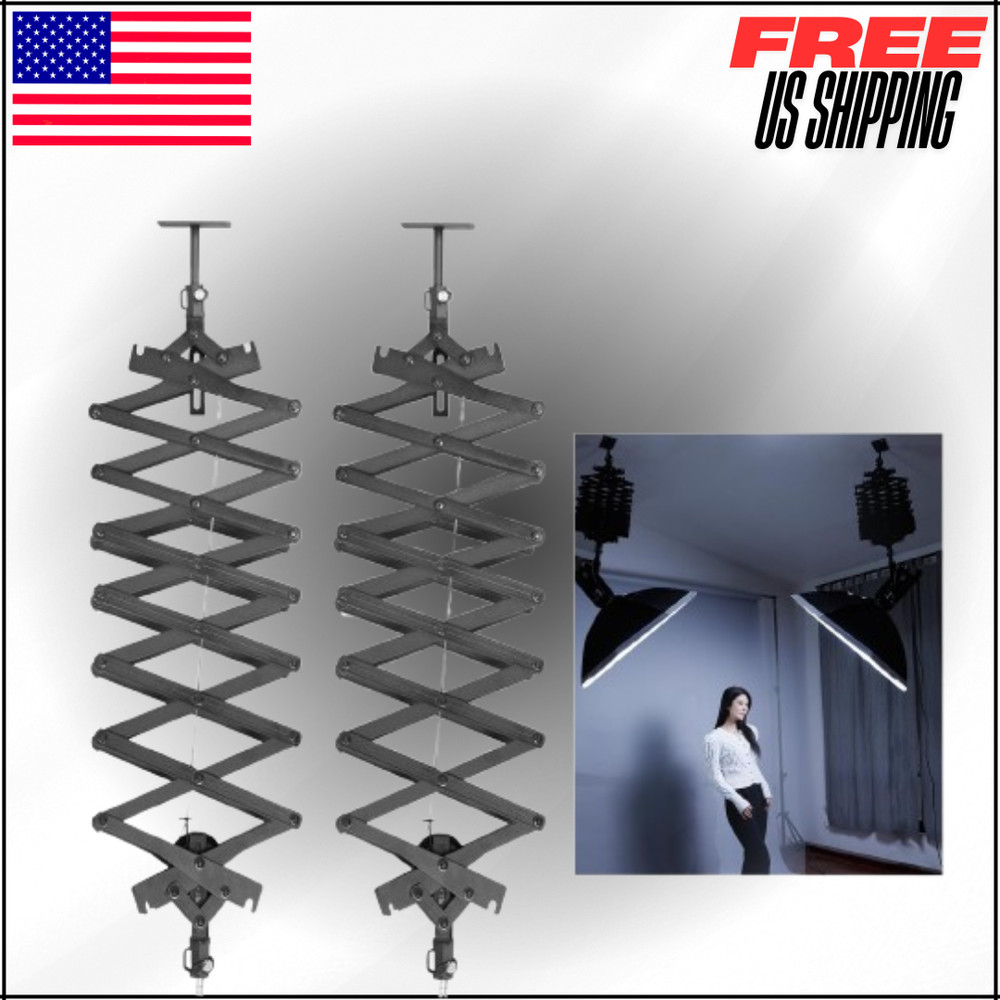 Drop Pantograph for Studio Ceiling Rail System 2M Arm Wall Mounted Hinged 2Pk
