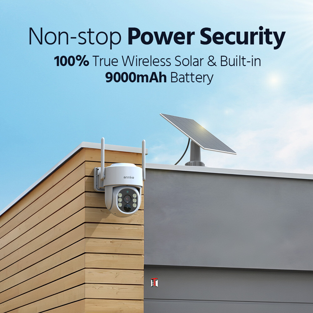 ANNKE HD 4MP PT Wireless PIR Security Camera System Solar Powered Two Way Audio