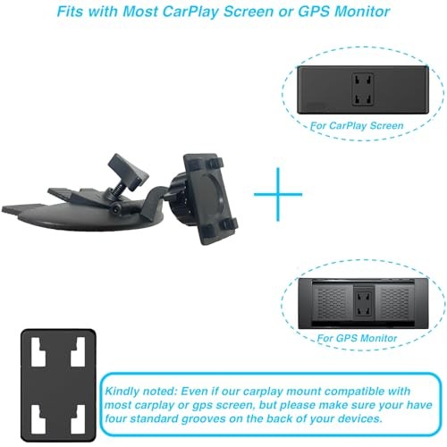 CD Slot Mount for CarPlay Screen, [Heavy-Duty] 360° Rotation CD Mount for