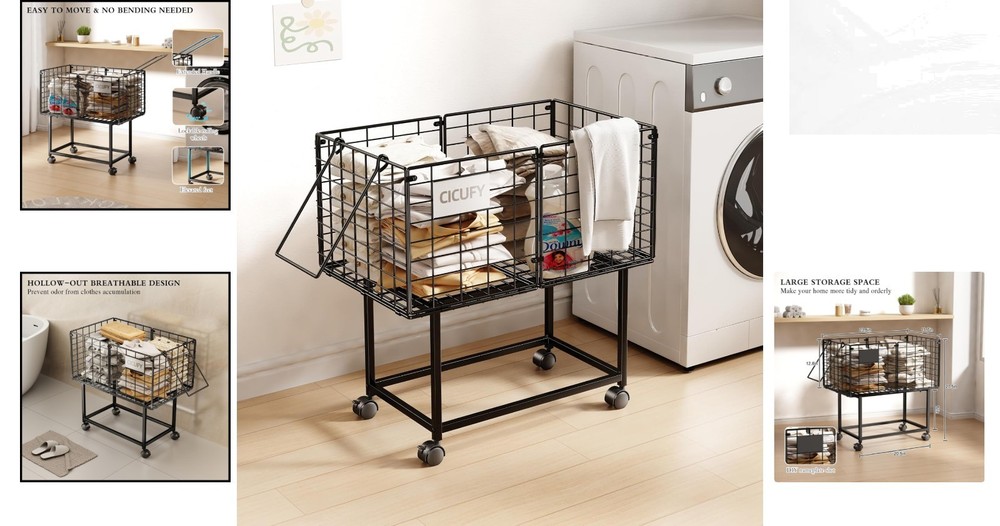 Multi-Functional 80L Wheeled Laundry Hamper with Breathable Design and Handle