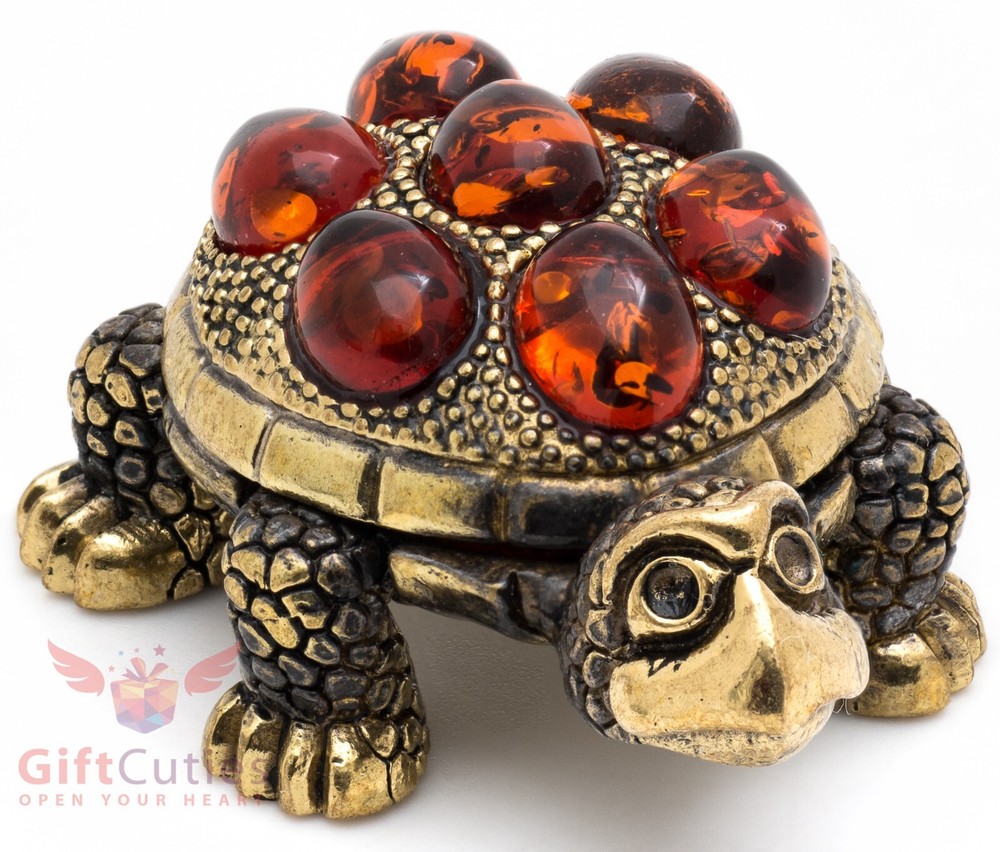 Solid Brass Amber Figurine fastest Tortoise Turtle talisman Totem IronWork
