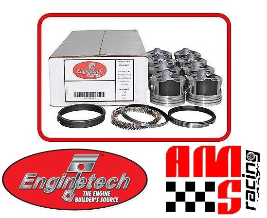 Coated Skirt Flat Top Pistons w/ Moly Rings for Chevrolet Gen III 4.8L 293 LR4