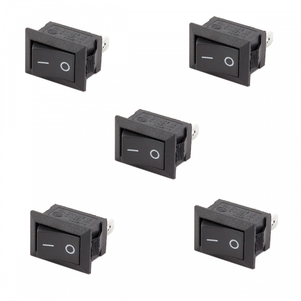 5x SPST ON/OFF Black Square I/O Rocker 12V DC Switch Auto/Car/Boat Rectangular