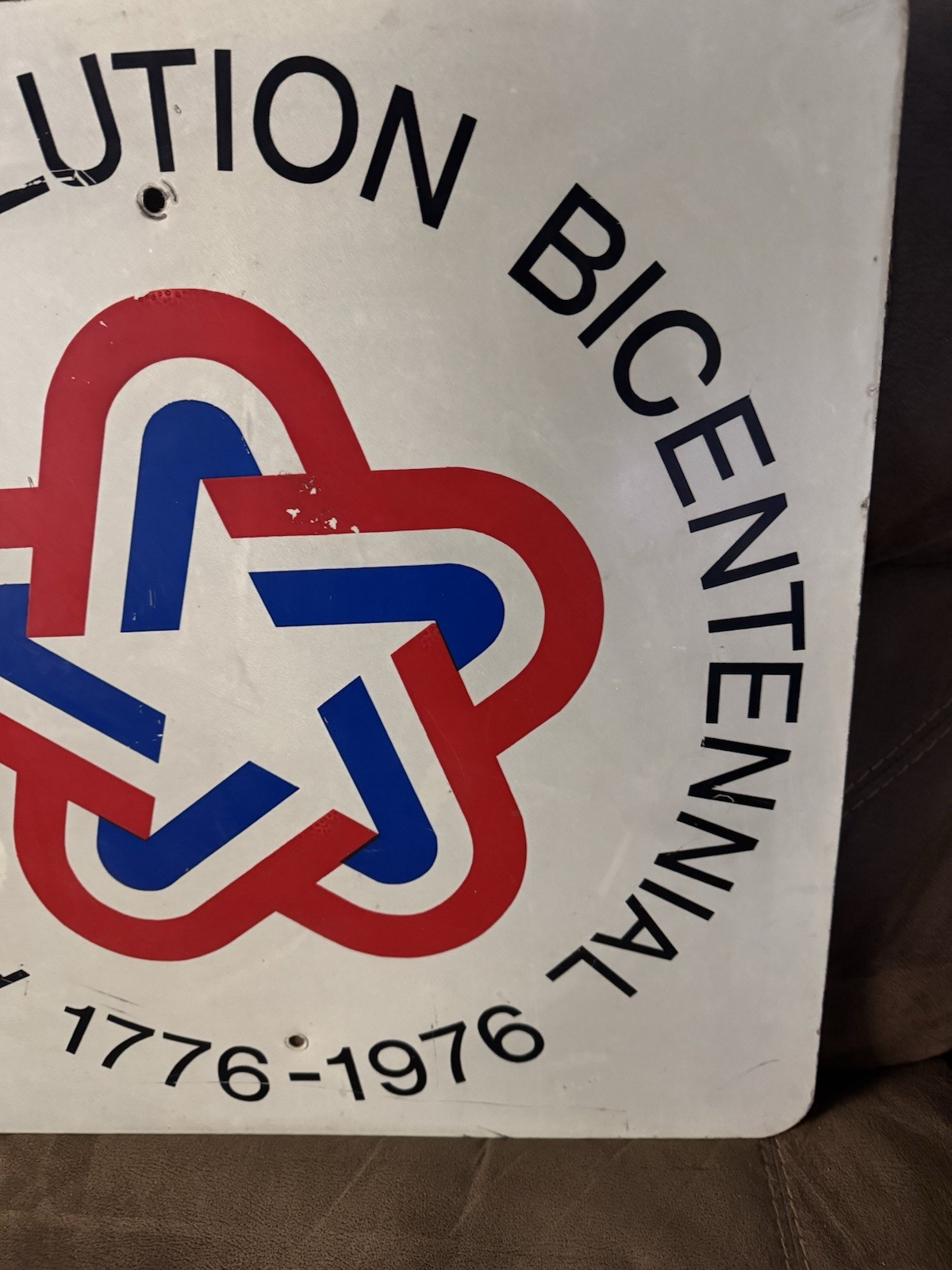 AMERICAN REVOLUTION BICENTENNIAL 1776-1976 INTERSTATE ROAD SIGN 24x24 (RARE)