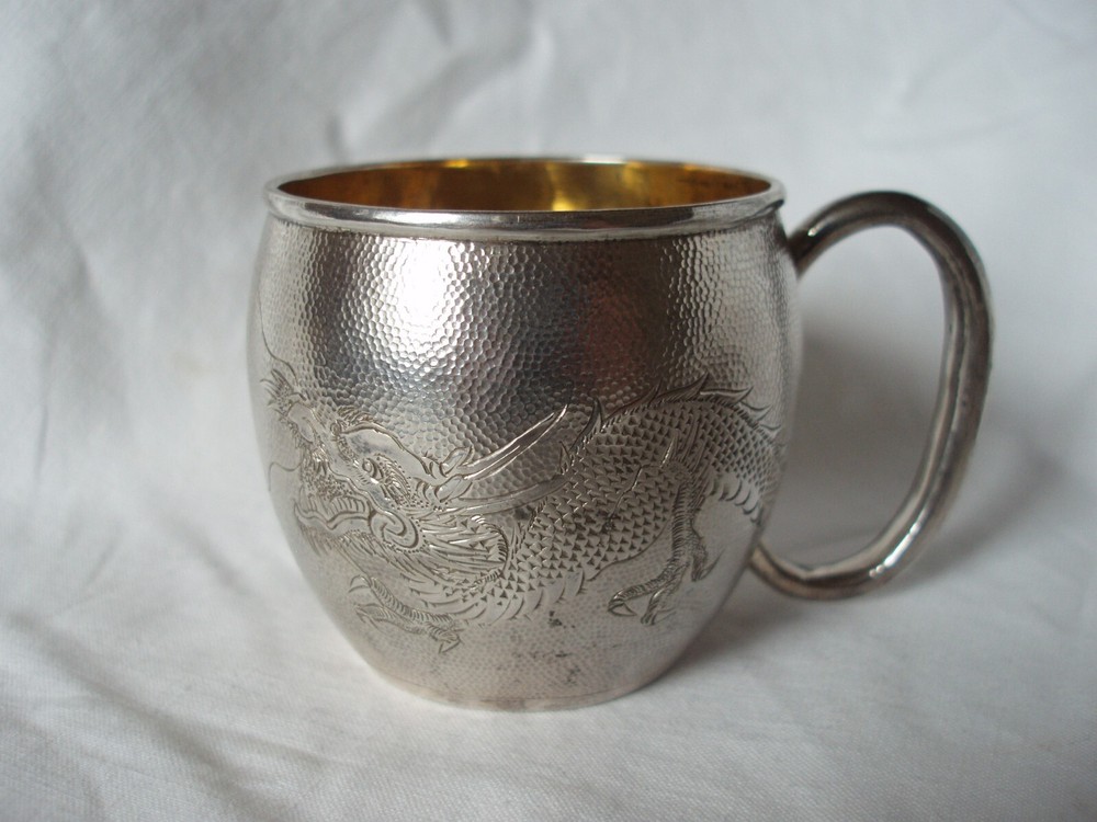 CHINESE EXPORT SILVER MUG STERLING SILVER CIRCA 1920