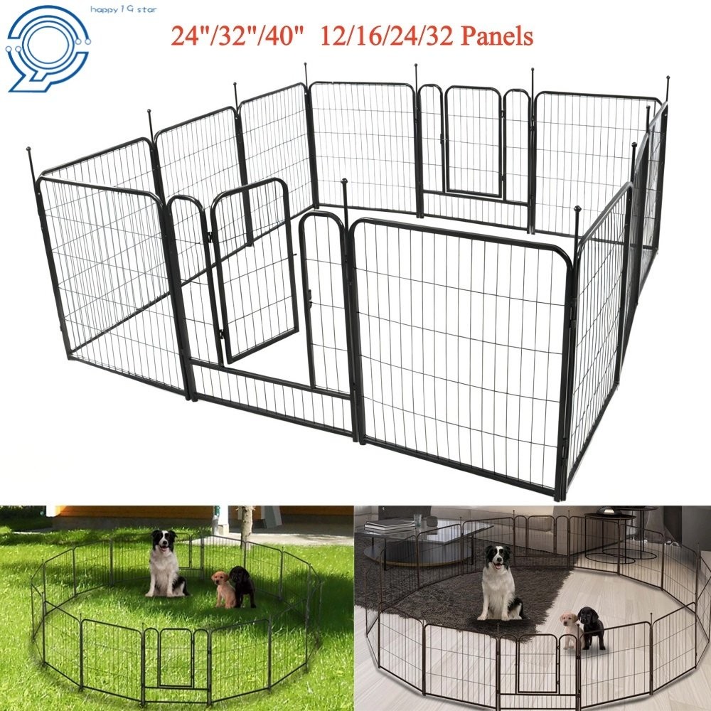 24"/32"/40" Dog Playpen 12/16/24/32 Panels Pet Dog Fence Exercise Pen With Door