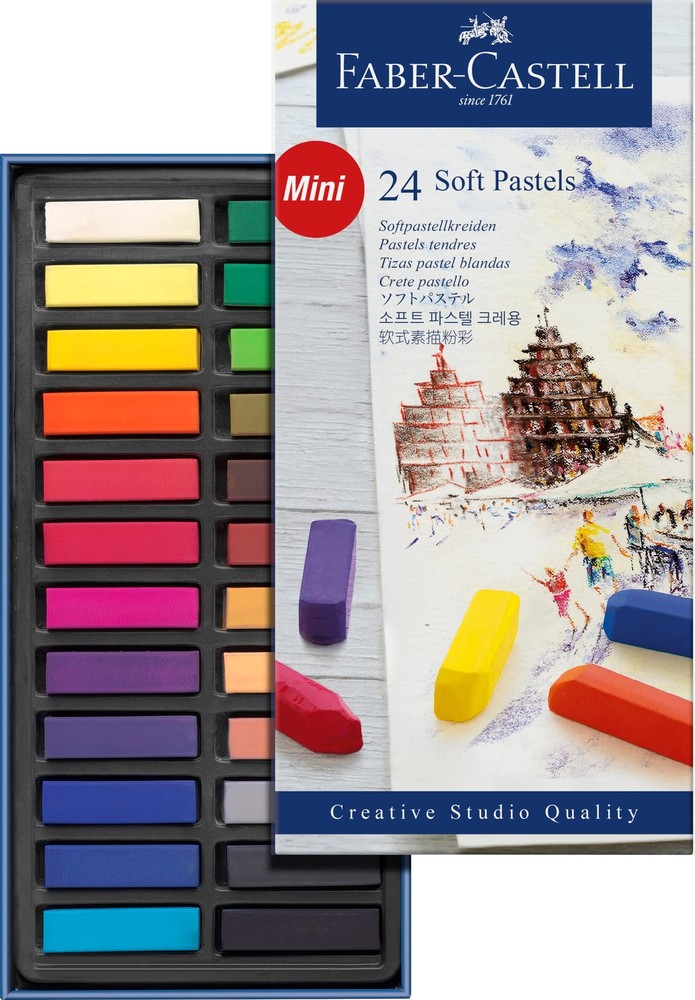 Creative Studio Soft Pastel Mini Sticks 1.25” - 24 Vivid Colors Assorted Pack...