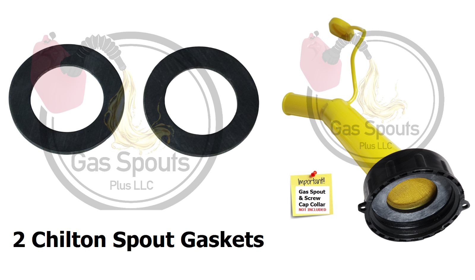 2-Pack Chilton Gas Spout Gaskets "STOP LEAKS" Glue it to spout FIX YOUR CAN MAN!