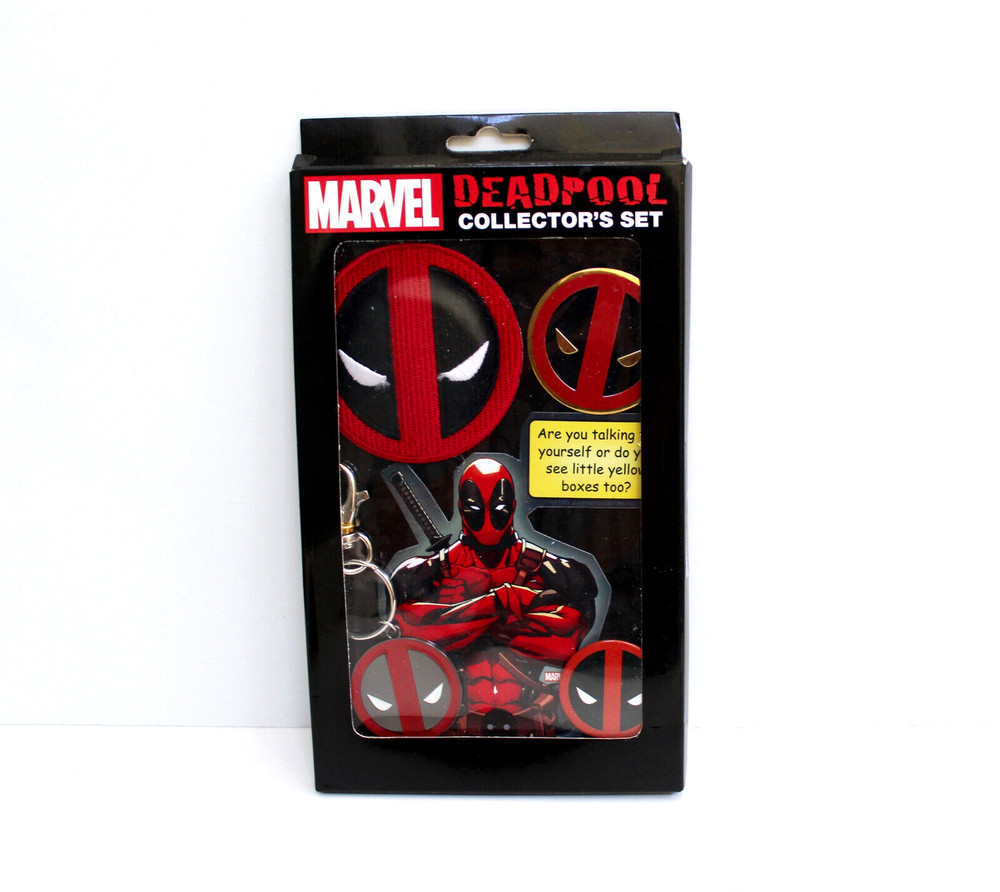 Marvel Dead Pool Sticker, Patch, Keychain & Button Collector's Set NWT