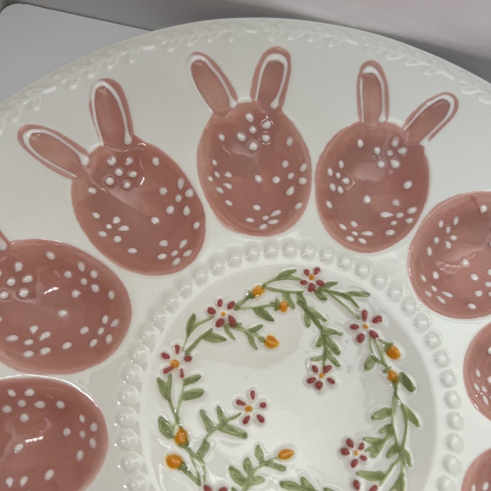Potter’s Studio Floral Bunny Deviled Egg Serving Platter 12”