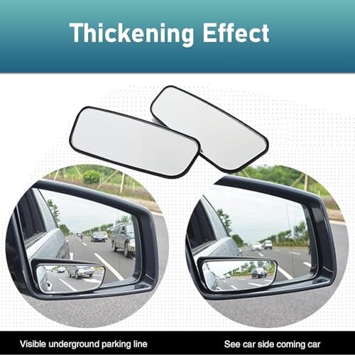 2 PCS Blind Spot Mirror, Framed Rectangular HD Glass Rear View Mirror,