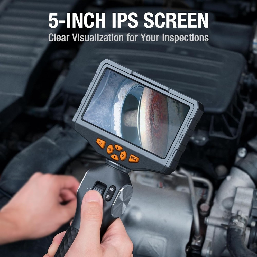 Two-Way Articulating Borescope 5-inch IPS Endoscope Inspection Camera