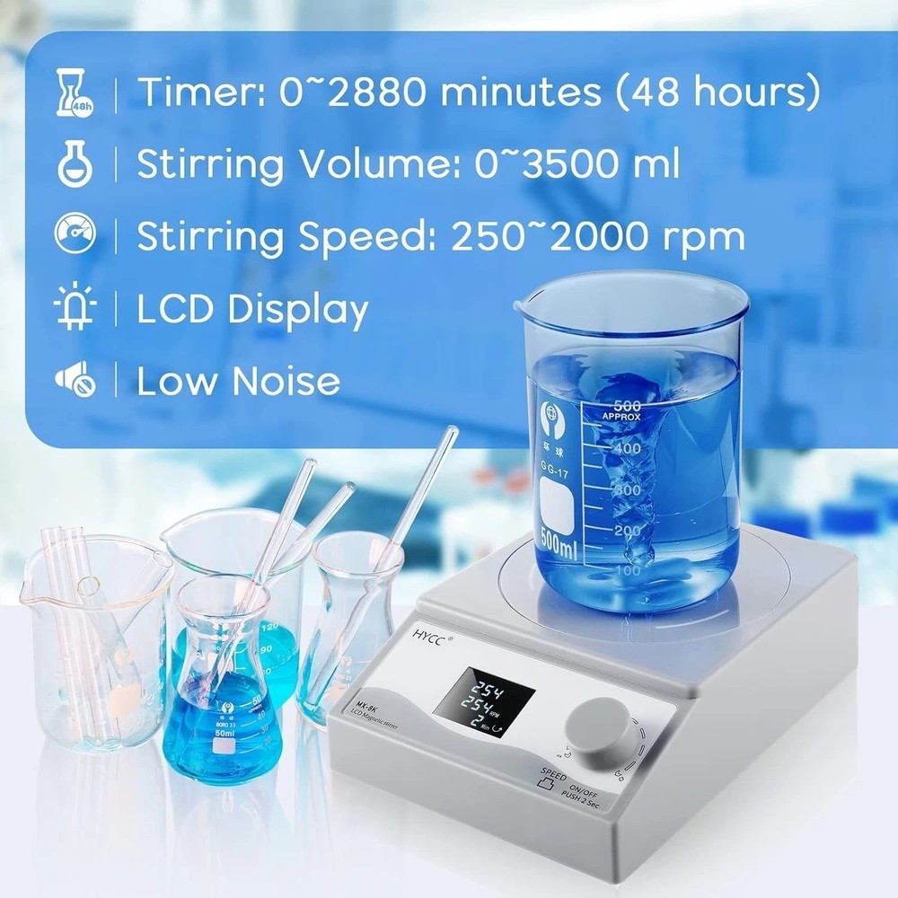Digital Magnetic Stirrer Laboratory Stir Plate Plate with Timing Function LCD...