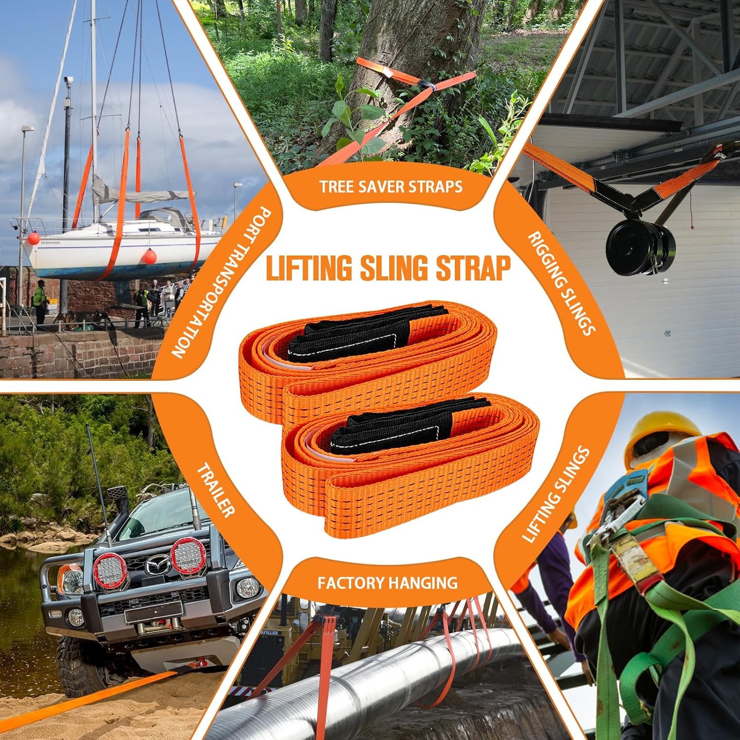 2 Pcs 2" x10FT Heavy Duty Nylon Lifting Sling Strap, 15000lb Capacity Super Stur