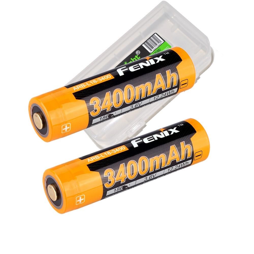 2 pack Fenix ARB-L18-3400 rechargeable 3400mAh Li-ion battery Genuine PD35 HM65