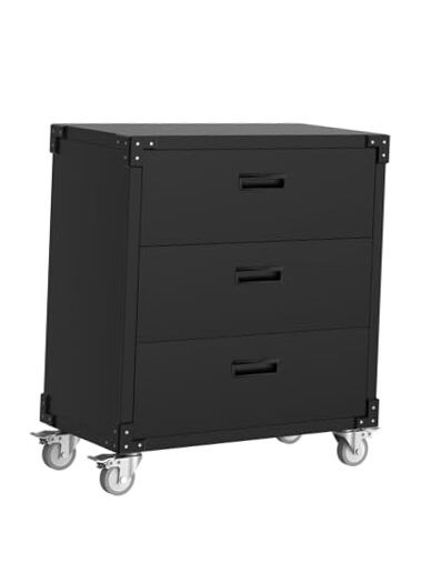 3 Drawer Rolling Tool Cabinet Heavy Duty Garage Storage Dark Black 3 Drawerer