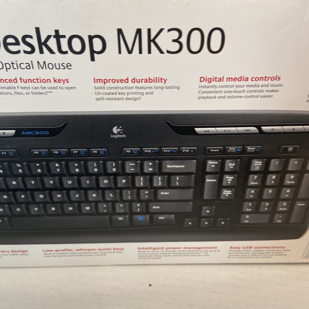 Logitech MK300 Wireless Desktop Keyboard Mouse Receiver Tested Working/ Computer