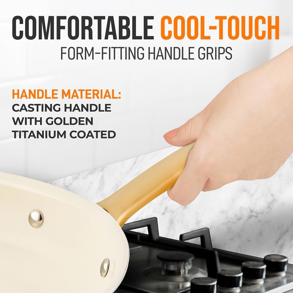 Nutrichef 12'' Large Fry Pan-Non-stick Pan & Silicone Handle, Interior Non-stick