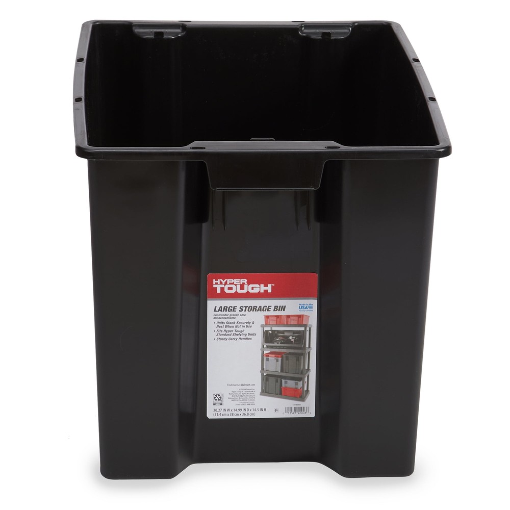 Garage Plastic Storage Bin Large Nesting Stacking, Black