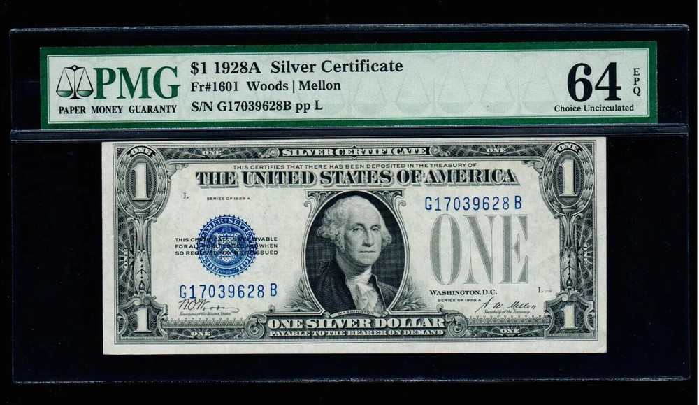 1928-B $1 Silver Certificate UNC PMG 64 EPQ