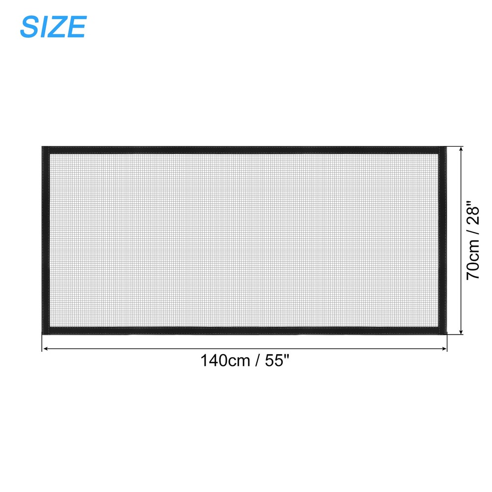 Window Screen Mesh, 28" x 55" Fiberglass Net Mesh Grey Frame Hook and Loop