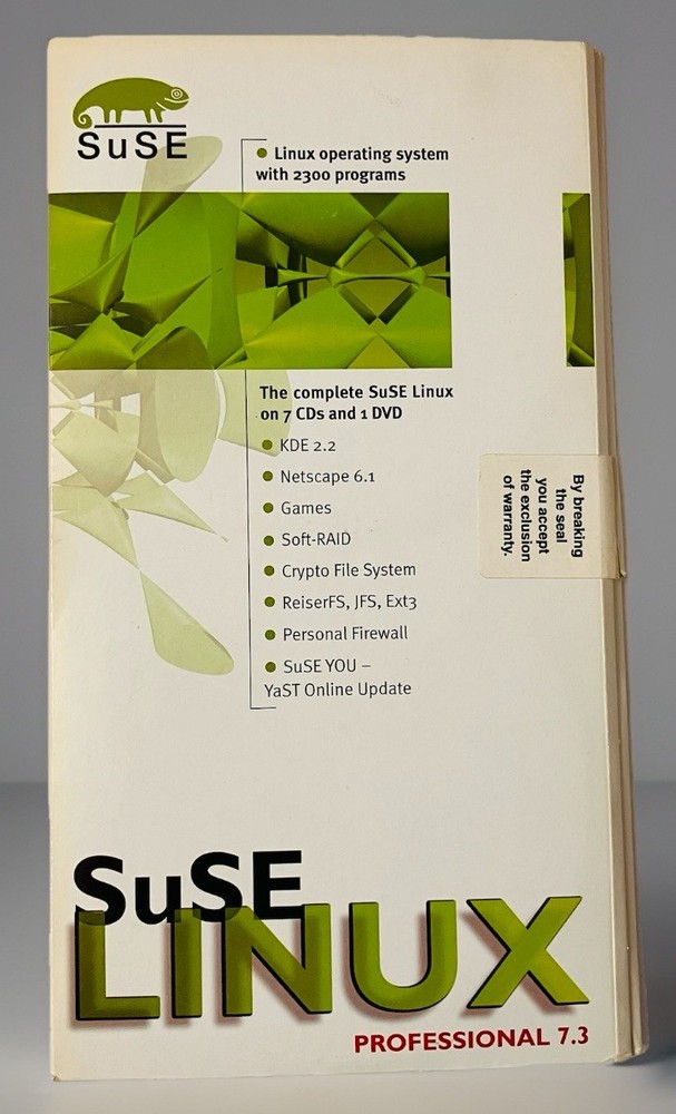 SuSE Linux Professional 7.3 Boxed Set (7-CD) Vintage Linux OS w/ Manual 2000s PC