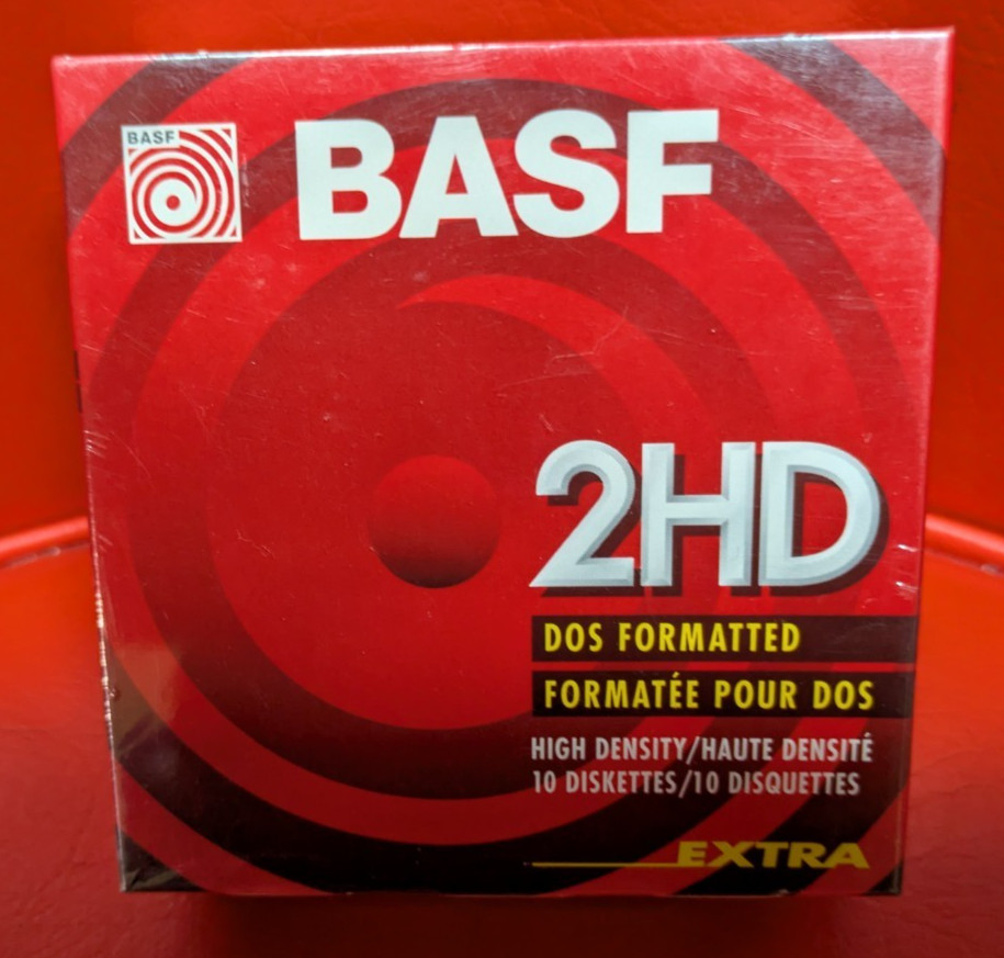 SEALED BASF 2HD DOS FORMATTED HIGH DENSITY 10 DISKETTES EXTRA NEW