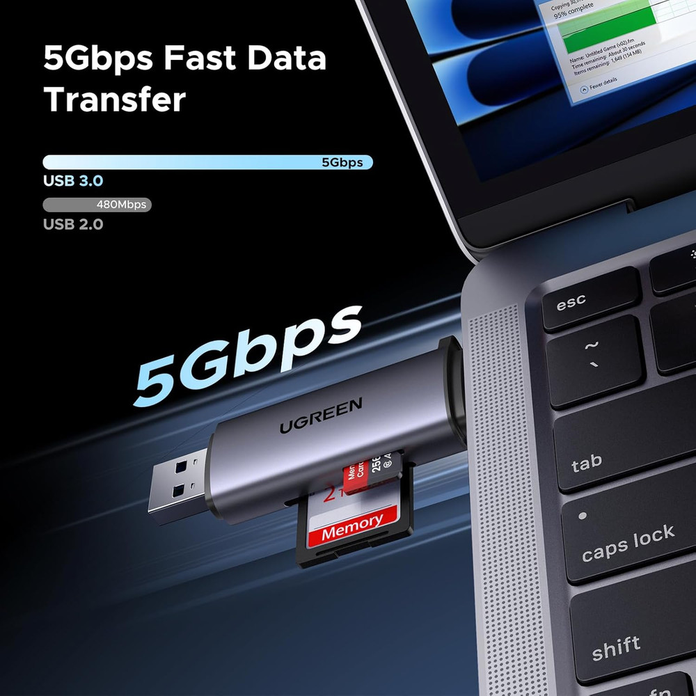 SD Card Reader USB C, USB 3.0 Micro SD Card Reader 2 in 1 Memory Card Reader for