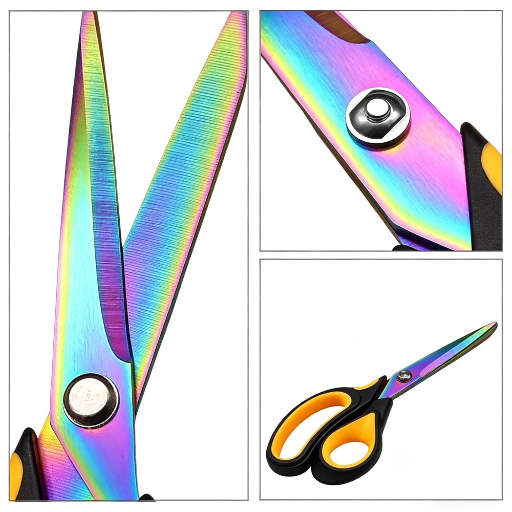 Scissors Multi-Purpose, 9.5" Sharp Sewing Scissors, Professional Heavy Yellow