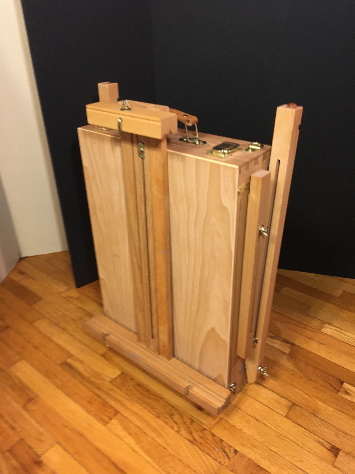 **Vintage FRENCH EASEL FOLDING ARTIST SKETCHBOX PORTABLE SOLID WOOD STORAGE