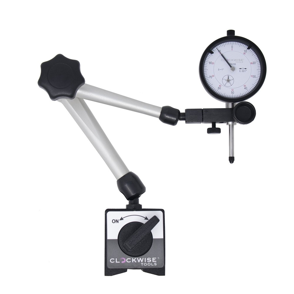 Clockwise Tools Dial Indicator with Magnetic Base Holder Stand, DIMR-0105...