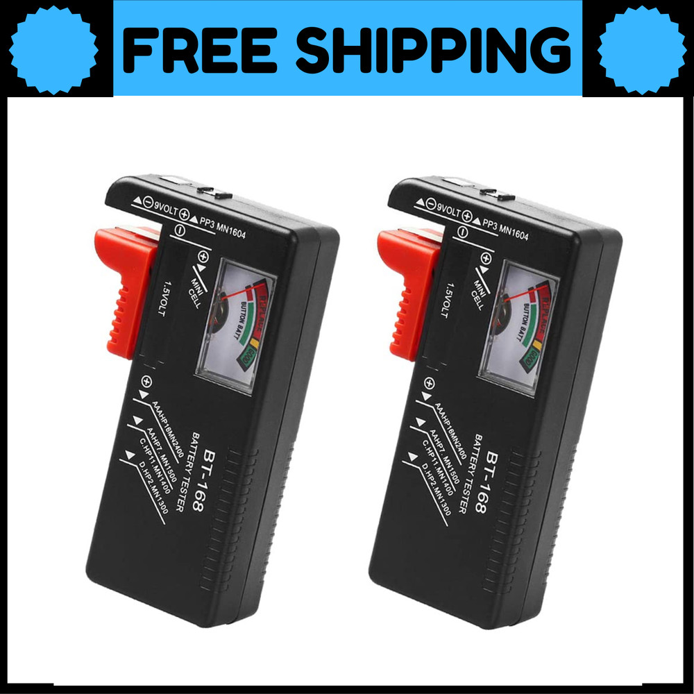 2 Pack Battery Tester, Universal Battery Checker for AA / AAA / C / D / 9V