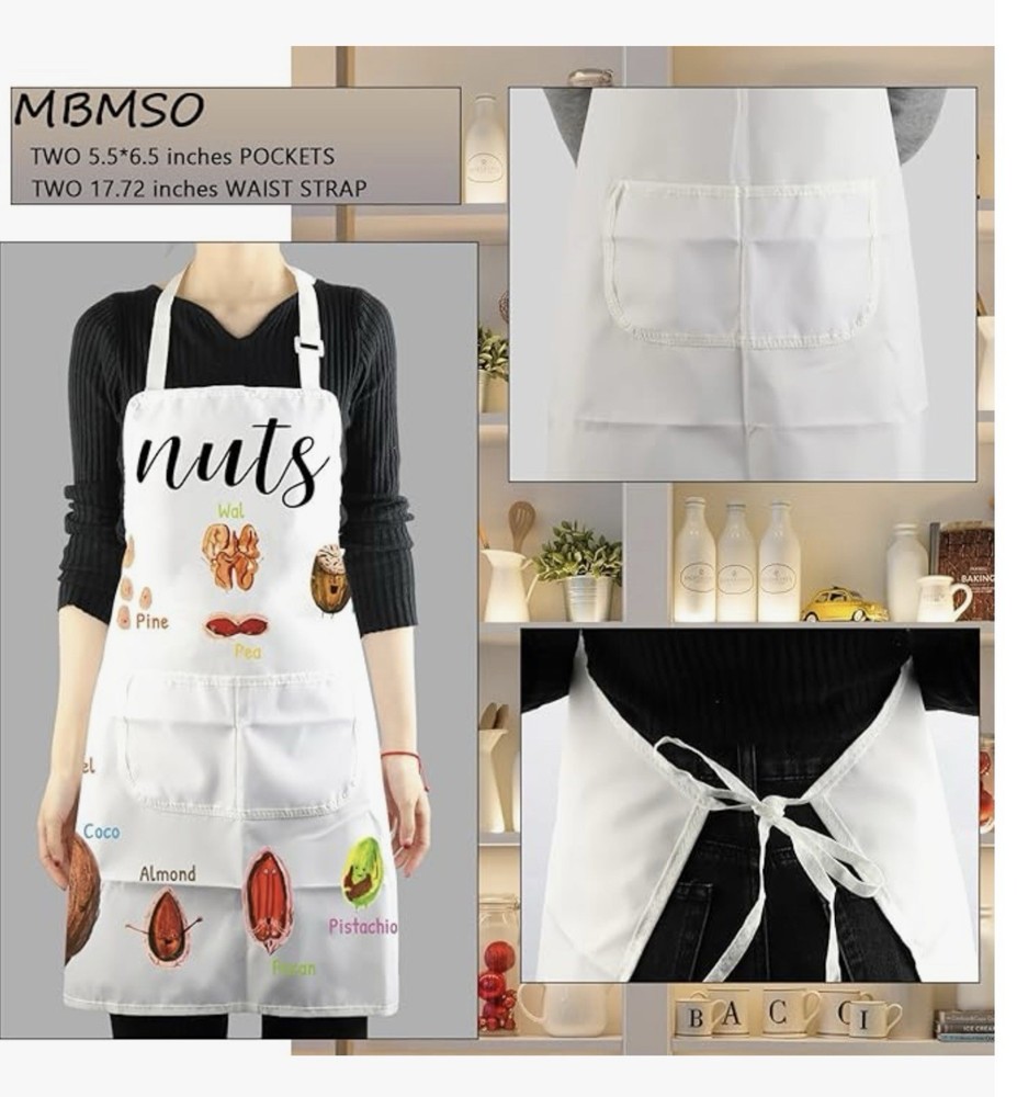 Apron Nut Design Tie Back Adjustable At Neck Kitchen Apron