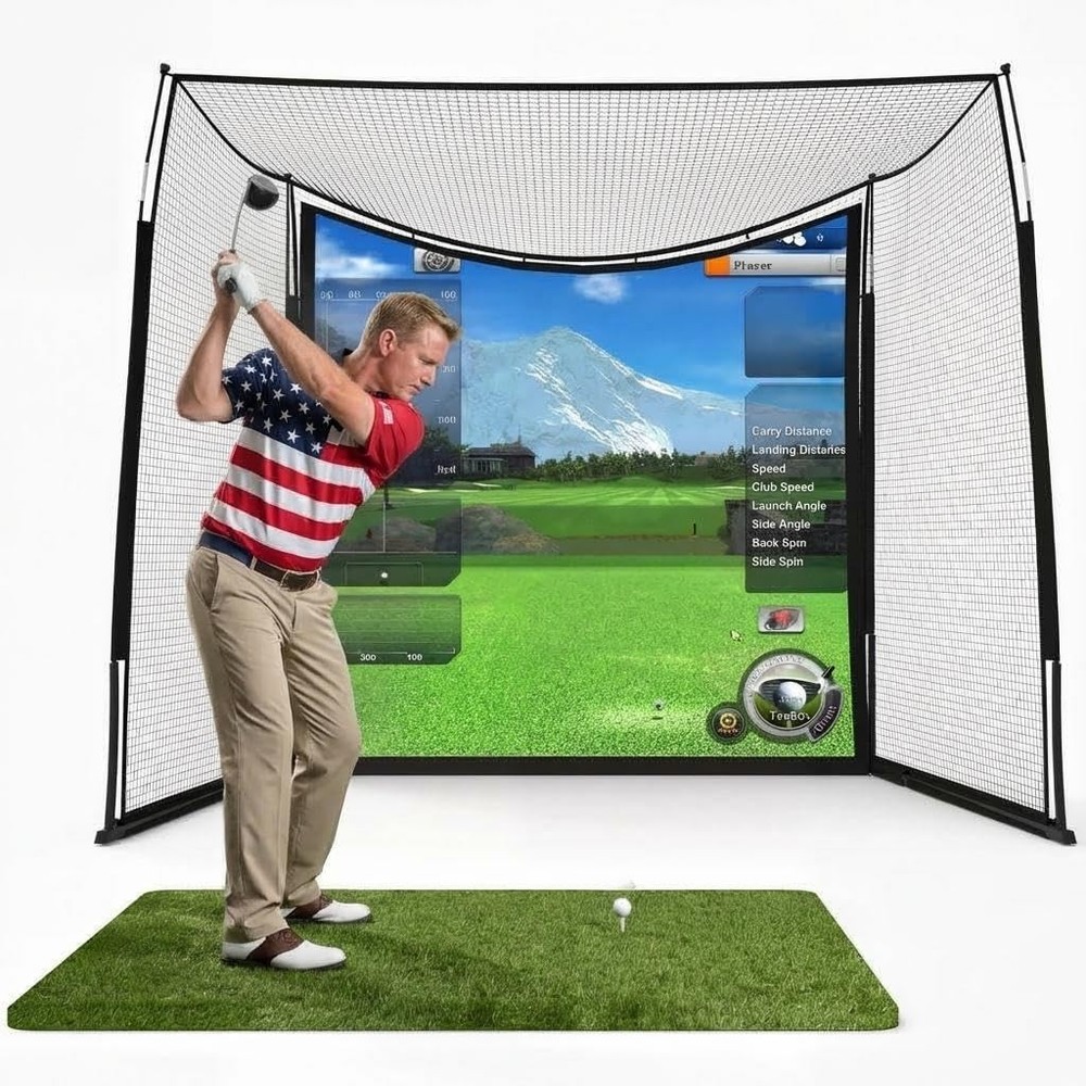 Golf Hitting Net with Simulator Screen,10x8x5.7ft Golf Practice Net Frame Set