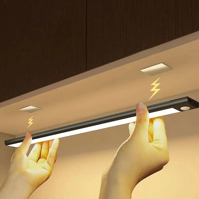 LED Motion Sensor Under Cabinet Closet Light USB Rechargeable Kitchen Lamp Strip