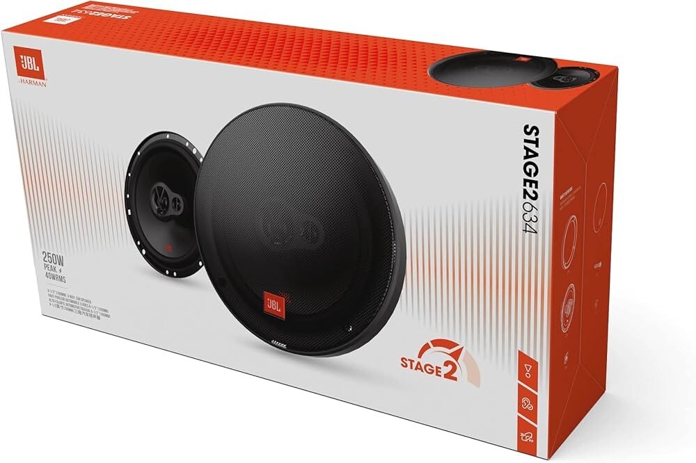 JBL Stage2 250W 3way 6.5" Speakers for 2006-2021Honda Civic & 2008-2022 Accord