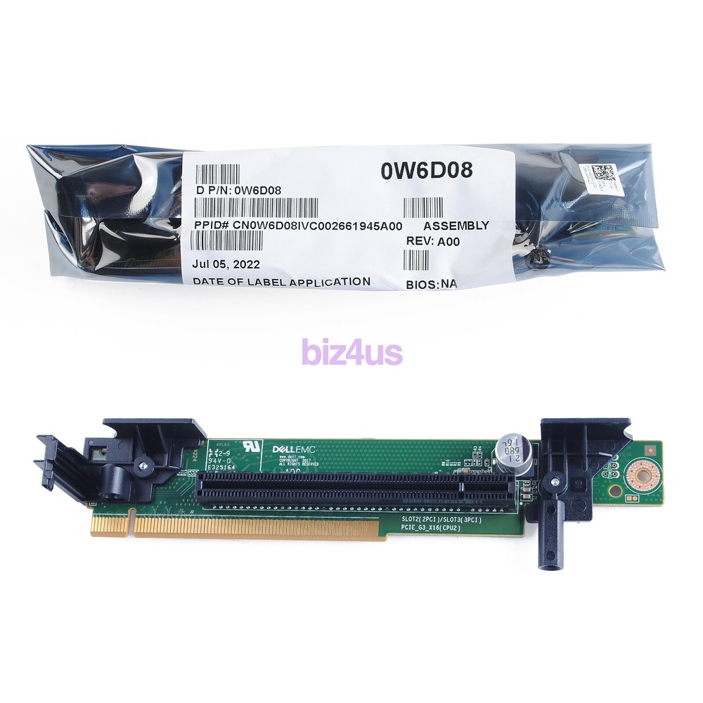 W6D08 For Dell PowerEdge R640 Server Riser 2 Board Card PCI-E for 2nd CPU