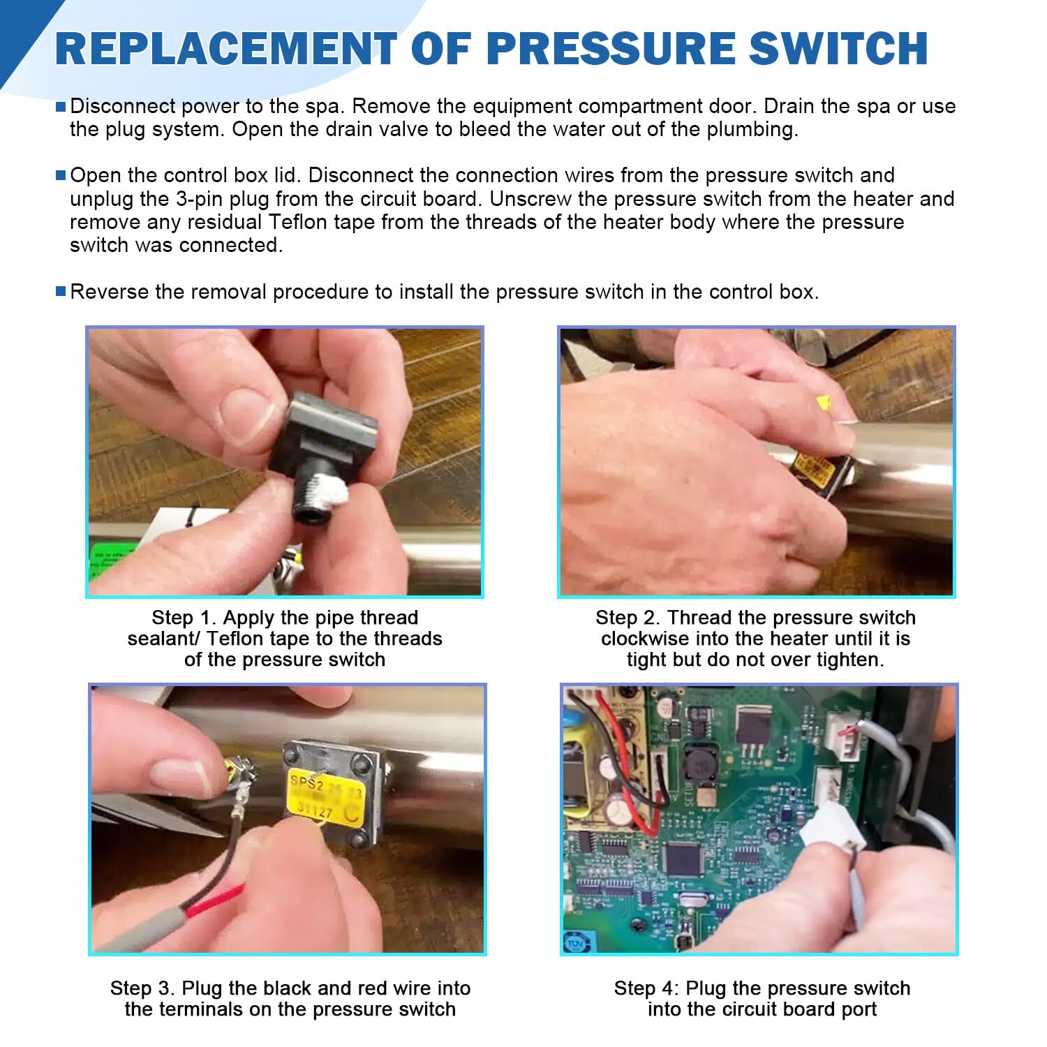 Pressure Switch 73995 for Caldera Vacanza,Hot Spring Hotspot/ Solana 2006-curre
