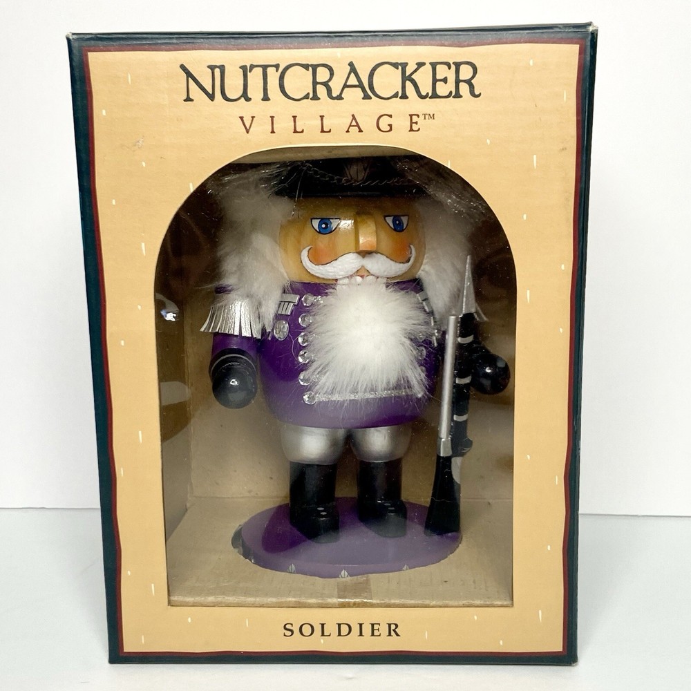 Nutcracker Village 10th Anniversary Purple Soldier Nutcracker