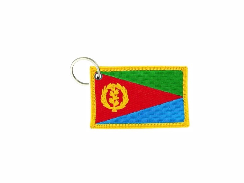 Keychain keyring embroidered embroidery patch double sided flag erythrea