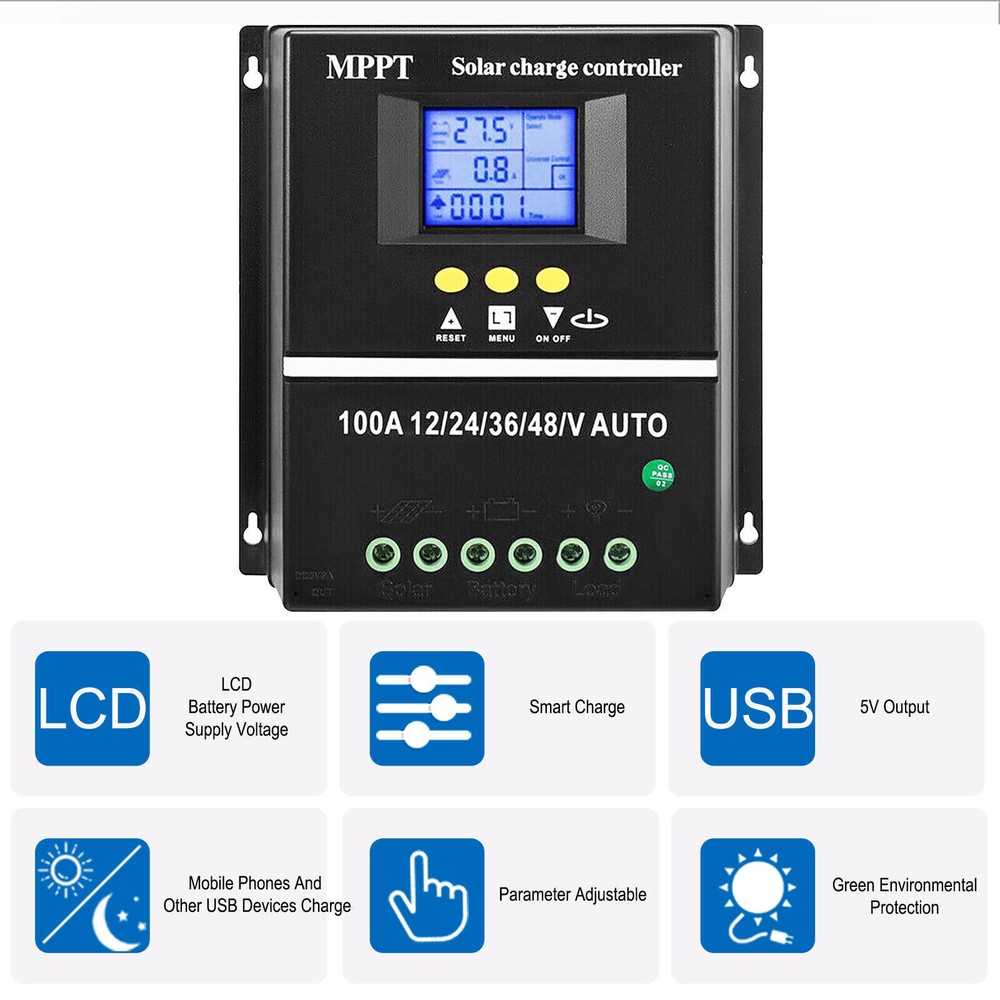 100A MPPT Solar Panel Battery PV Regulator Charge Controller AUTO 12/24/36/48V